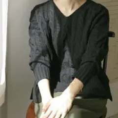 現行アーバンリサーチドアーズ　ハミルトンウールアラン柄ニット　ハンドニット　M