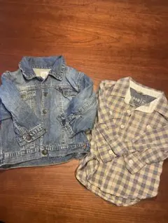 90cm デニムジャケット　チェックシャツ