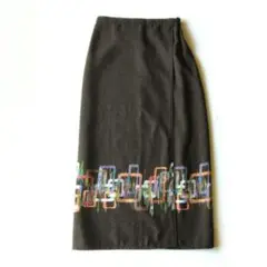 Vintage リバーシブル　ラップ風ロングタイトスカート