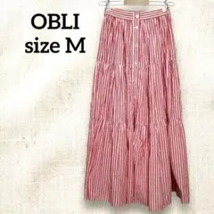 OBLI オブリ ストライプ ティアード フレア スカート Mサイズ