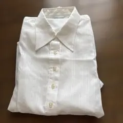 レトロ　ホワイトストライプショートスリーブシャツ