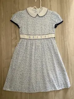 【美品】ファミリア 花柄 プリント ワンピース ブルー 130cm