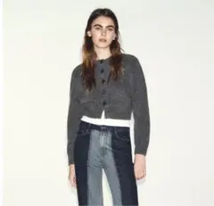 ZARAソフトニットカーディガン　ミディアムグレー　S