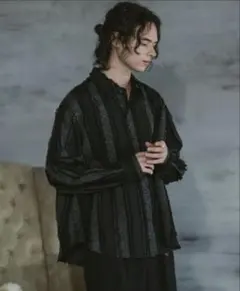 Casper John ストライプフリンジ ルーズシャツ