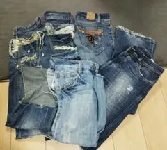 オーバーオール デニム 16着まとめ売り リメイク素材 リペア生地