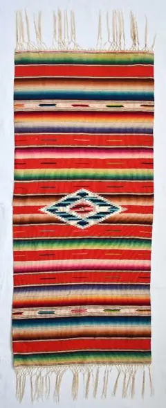 40sヴィンテージ/メキシカンラグ/サラぺ/サルティージョ/123×46cmのサムネイル