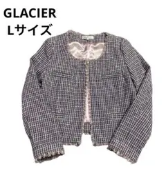 GLACIER ツイード ノーカラージャケット　ミックスツイード　ピンク