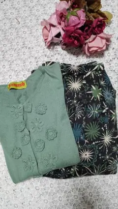 Jocomomola ホコモモラ鍵編み付きカーディガンとスカート2点セット