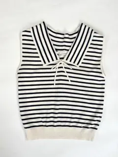 MOUSSY トップス ボーダー セーラー襟 ノースリーブ ニット 【美品】
