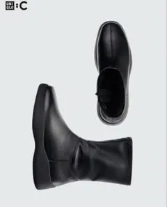 【美品】UNIQLO C ストレッチショートブーツ ブラック