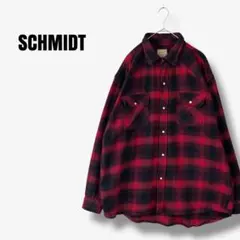 y92625 シュミット　フランネルシャツ　厚手　チェック　ビッグ　レッド