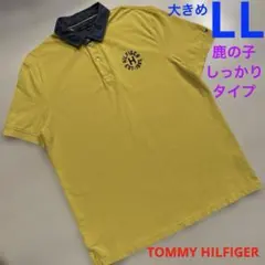トミーヒルフィガー　メンズ　鹿の子　綿　半袖　ポロシャツ　LL-3L イエロー