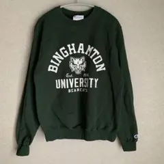 Champion カレッジプリント スウェットトレーナー ダークグリーン深緑 S