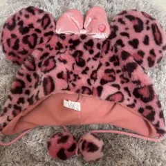 ミニーヒョウ柄ファンキャップ　ピンク　旧