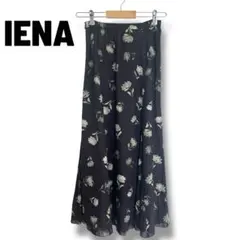 イエナ フラワープリントマーメイドスカート 34 ブラック 花柄 ロング丈
