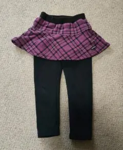 裏起毛スカッツ　チェック柄　ピンク　110cm