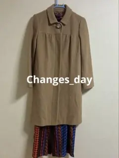訳有アローズ Changes_day ビジューボタン付ロングコート キャメル S