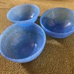 新品　青色ガラス風ボウル3個セット
