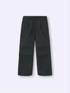 【GU】 ナイロン ジップバラシュートパンツ ブラック　S