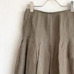 INED ひざ丈スカート フレアスカート シンプル 麻混 裏地付き きれいめ