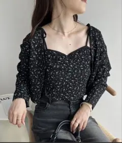花柄キャミソールセットカーディガン