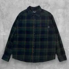 Eddie Bauer フランネルシャツ グリーン×ブラック L チェック古着