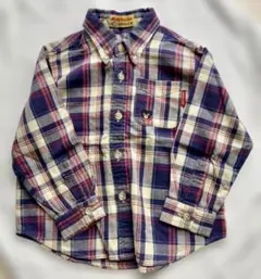 ミキハウス ダブルビー　チェック柄 長袖シャツ 90