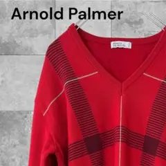 Arnold Palmer 赤 Vネック ニット レナウン アーノルドパーマー
