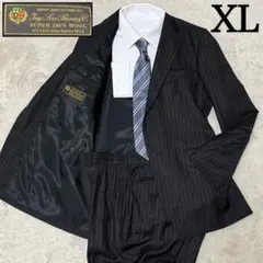 美品　ロロピアーナ　スーツ　セットアップ　チャコールグレー　ストライプ　XL
