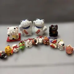 招き猫 縁起物 置物 鈴 15点セット