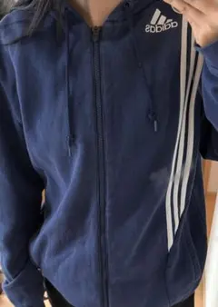 adidas ネイビー パーカー ジップアップ
