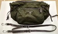 PRADA オリーブグリーン ショルダーバッグ　難あり　リペア
