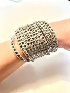 新品 SWAROVSKI スワロフスキー ブレスレット 12連 グレー