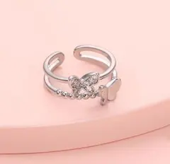 ♥️今年人気♥️おしゃれ　海外　リング　指輪　プレゼント　シルバー　蝶々　上品