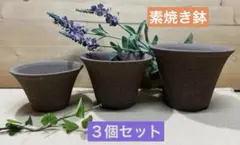 未使用/特価❕常滑焼/素焼き/植木鉢/3個組 植木鉢/盆栽鉢/山野草鉢のサムネイル