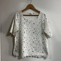 小花柄 半袖Tシャツ メロウ加工 ホワイトのサムネイル