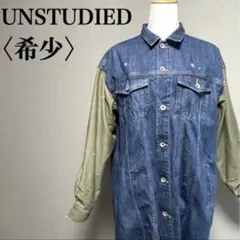 UNSTUDIED デニム×カーキ 切替 ロング丈 L 個性派　niko系