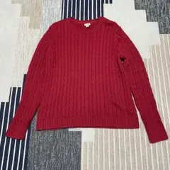 L.L.Bean ケーブルニット　セーター　 XL レッド　赤
