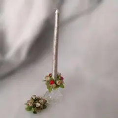 ガラス　キャンドルスタンド　キャンドルホルダー　リース装飾付き