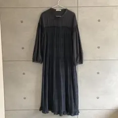 SNIDEL コットンティアードロングワンピース ネイビー