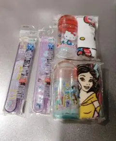ディズニープリンセス ハローキティ 箸　おしぼりセット