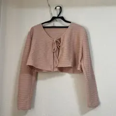 リボン付きクロップド丈カーディガン