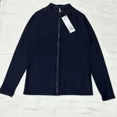 2838 円　トップバリュ　ラッシュガード　スクール　長袖ジップ　150 紺