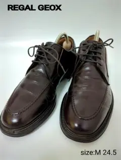 REGAL GEOX　革靴　ブラウン　Uチップ　24.5 　紐　底ゴム　メンズ