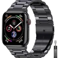 アップルウォッチ　ステンレス 黒ブラック40/42mm工具付メタルバンド