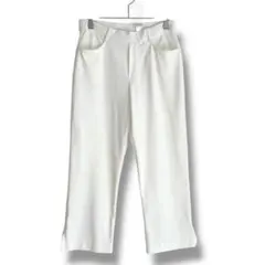 カジュアルパンツ　スラックス　クロップド丈　ストレッチ　オフホワイト　きれいめ