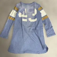 デニムダンガリー130ヴィンテージusedクラッシュ加工チュニックワンピース