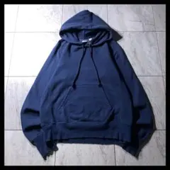 ANATOMICA スウェット ラグラン パーカー フーディ ネイビー 無地 Sのサムネイル