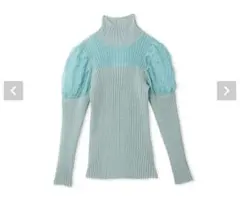 フレイアイディー FRAY I.D シアーパフスリーブリブニットプルオーバー