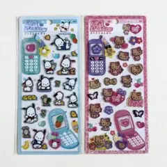正規品 サンリオ 平成はっぴーフォン 日焼けキティ ポチャッコ シール 2種